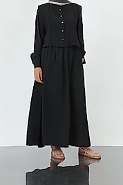 Kadın Pile Detaylı Önü Düğmeli Elbise